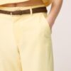 Pantalones de pierna recta con efecto lino y cinturón Pantalones de pierna recta con efecto lino y cinturón