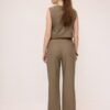 Pantalones de pierna recta con efecto lino y cinturón Pantalones de pierna recta con efecto lino y cinturón