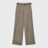 Pantalones de pierna recta con efecto lino y cinturón Pantalones de pierna recta con efecto lino y cinturón