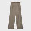 Pantalones de pierna recta con efecto lino y cinturón Pantalones de pierna recta con efecto lino y cinturón