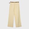 Pantalones de pierna recta con efecto lino y cinturón Pantalones de pierna recta con efecto lino y cinturón