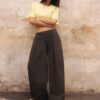Pantalones de popelín de corte acampanado con topes Pantalones de popelín de corte acampanado con topes