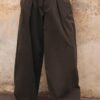 Pantalones de popelín de corte acampanado con topes Pantalones de popelín de corte acampanado con topes