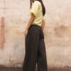 Pantalones de popelín de corte acampanado con topes Pantalones de popelín de corte acampanado con topes