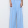 Pantalones elegantes informales a rayas con cintura cruzada Pantalones elegantes informales a rayas con cintura cruzada