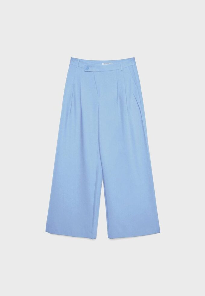Pantalones elegantes informales a rayas con cintura cruzada Pantalones elegantes informales a rayas con cintura cruzada
