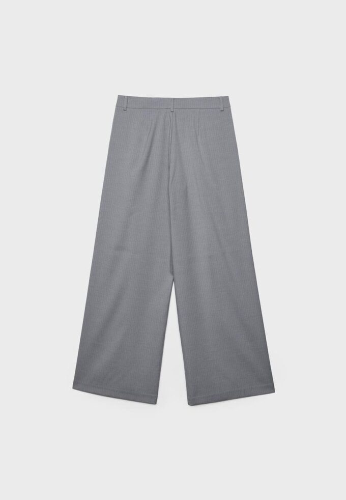 Pantalones elegantes informales a rayas con cintura cruzada Pantalones elegantes informales a rayas con cintura cruzada