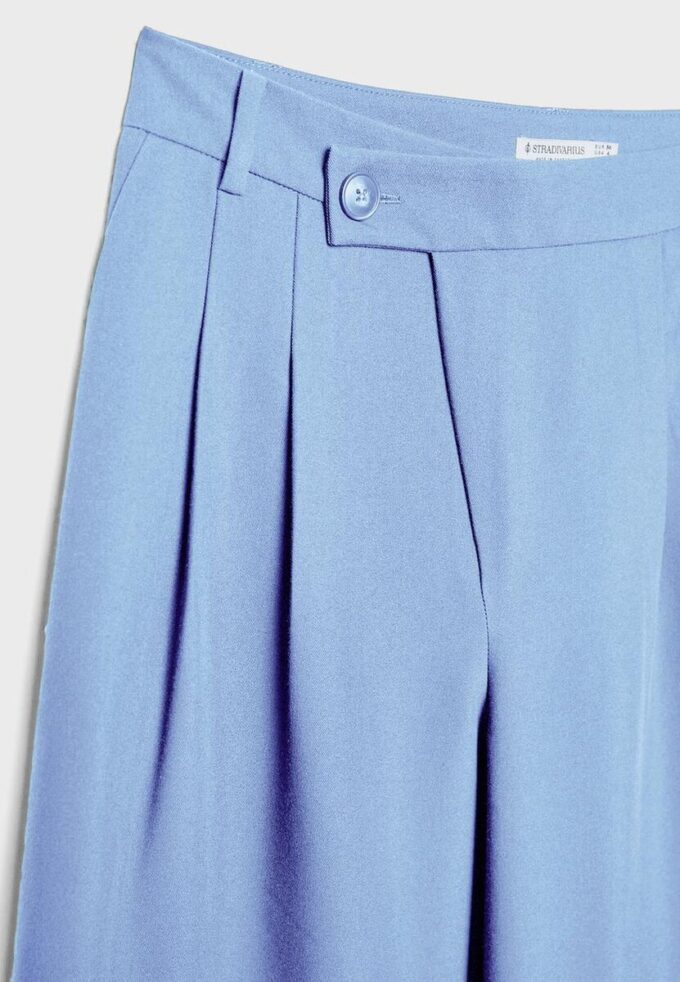 Pantalones elegantes informales a rayas con cintura cruzada Pantalones elegantes informales a rayas con cintura cruzada