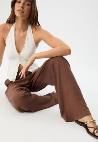 Pantalones fluidos con efecto lino