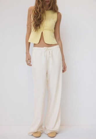 Pantalones fluidos con efecto lino