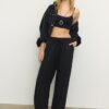 Pantalones fluidos con efecto lino Pantalones fluidos con efecto lino