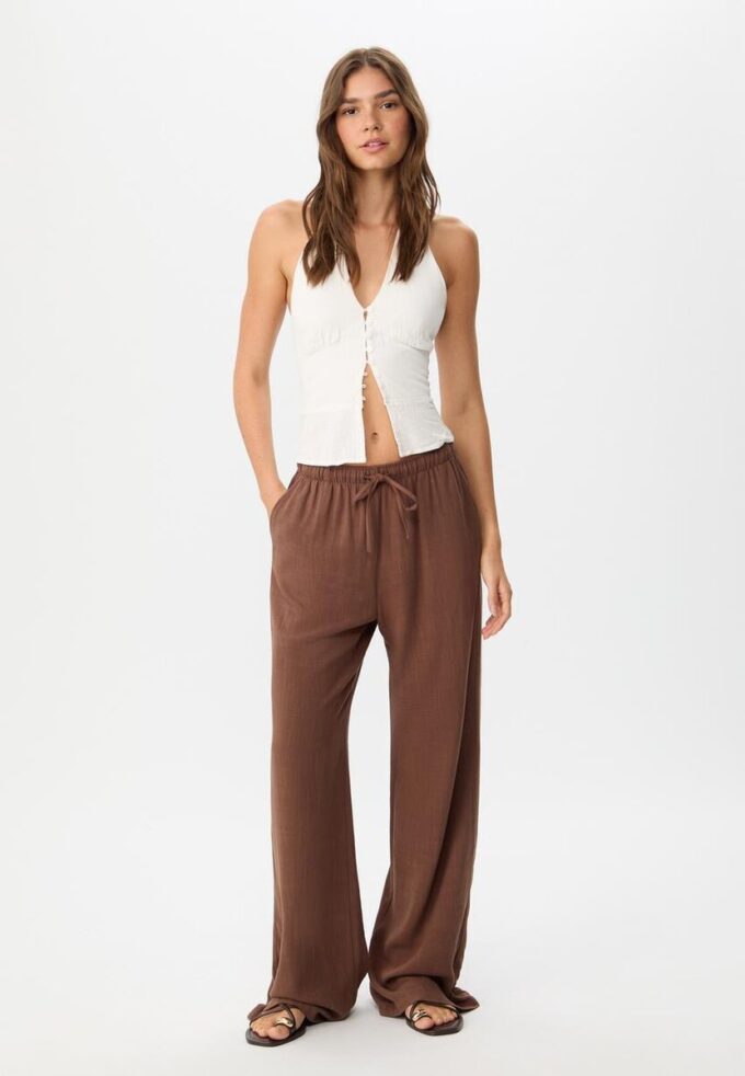 Pantalones fluidos con efecto lino Pantalones fluidos con efecto lino