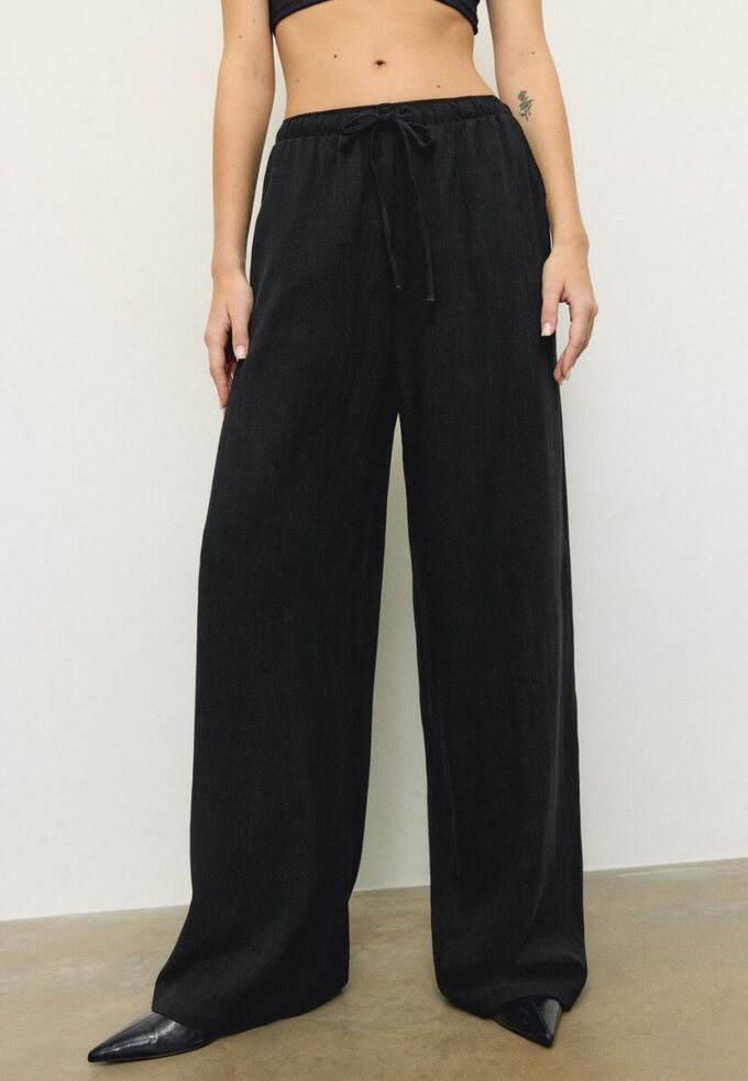 Pantalones fluidos con efecto lino Pantalones fluidos con efecto lino