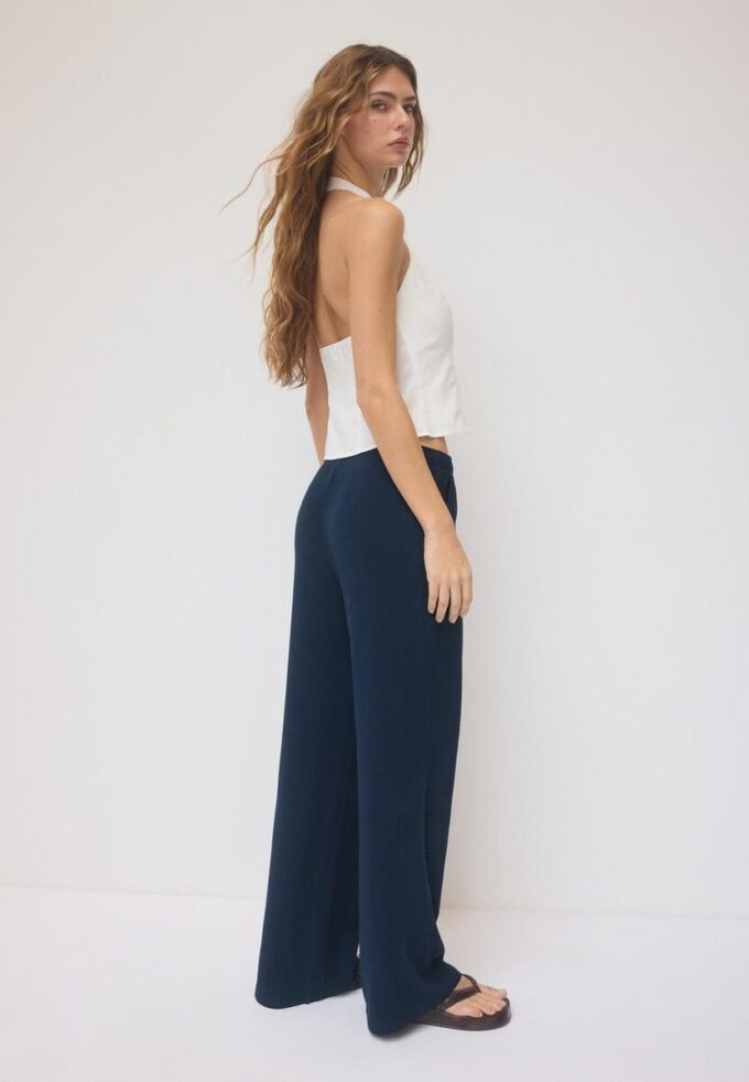 Pantalones fluidos con efecto lino Pantalones fluidos con efecto lino
