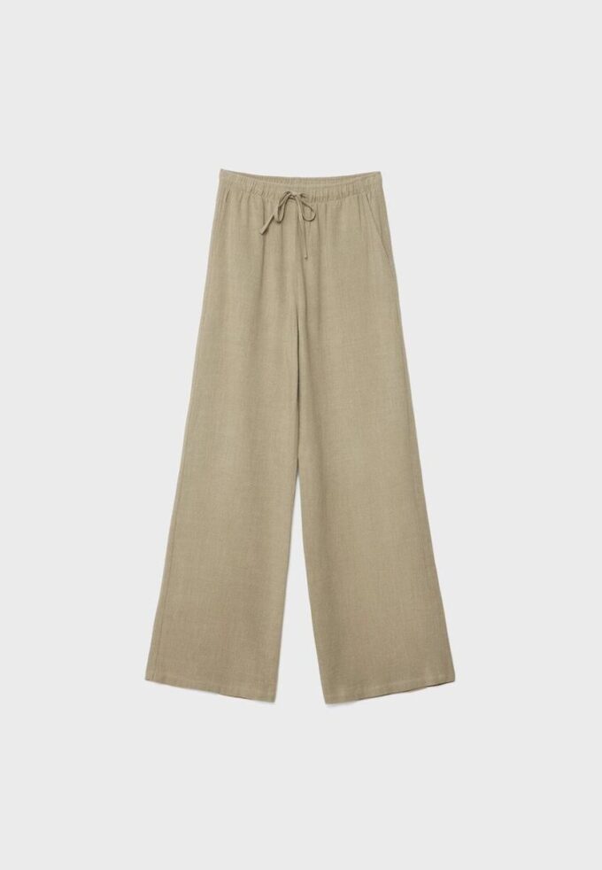 Pantalones fluidos con efecto lino Pantalones fluidos con efecto lino