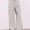 Pantalones fluidos de mezcla de lino a rayas Pantalones fluidos de mezcla de lino a rayas