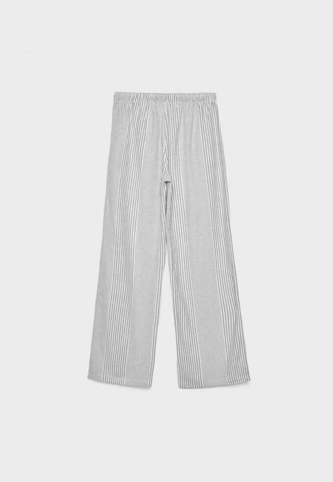 Pantalones fluidos de mezcla de lino a rayas Pantalones fluidos de mezcla de lino a rayas