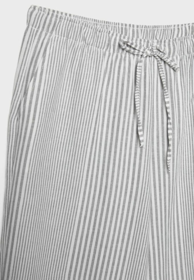 Pantalones fluidos de mezcla de lino a rayas Pantalones fluidos de mezcla de lino a rayas