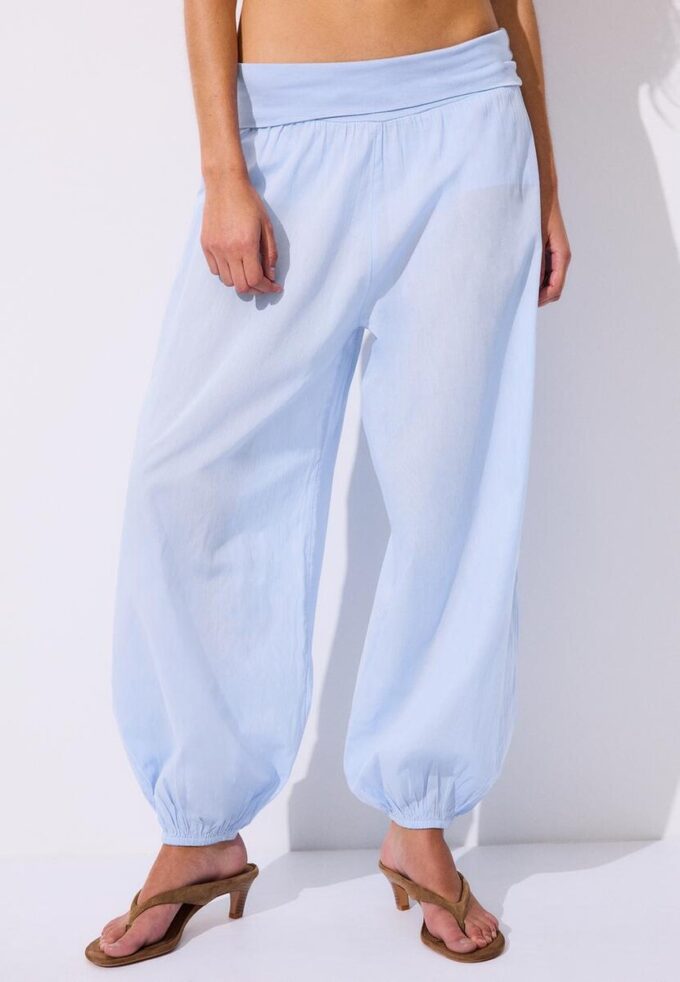 Pantalones globo con cintura doblada Pantalones globo con cintura doblada