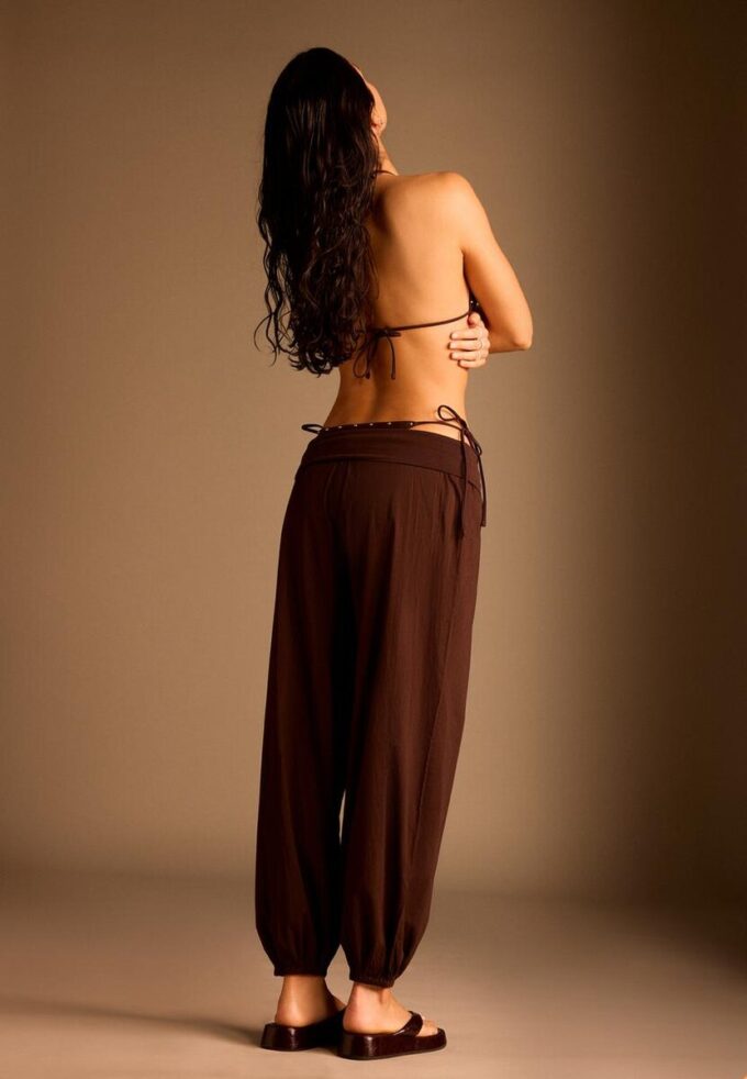 Pantalones globo con cintura doblada Pantalones globo con cintura doblada