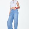 Pantalones holgados de mezclilla con cordón