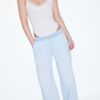 Pantalones holgados de mezclilla con cordón Pantalones holgados de mezclilla con cordón