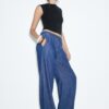 Pantalones holgados de mezclilla con cordón Pantalones holgados de mezclilla con cordón