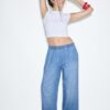 Pantalones holgados de mezclilla con cordón
