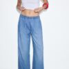 Pantalones holgados de mezclilla con cordón