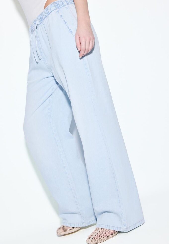 Pantalones holgados de mezclilla con cordón Pantalones holgados de mezclilla con cordón