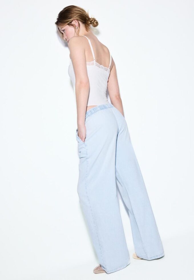 Pantalones holgados de mezclilla con cordón Pantalones holgados de mezclilla con cordón