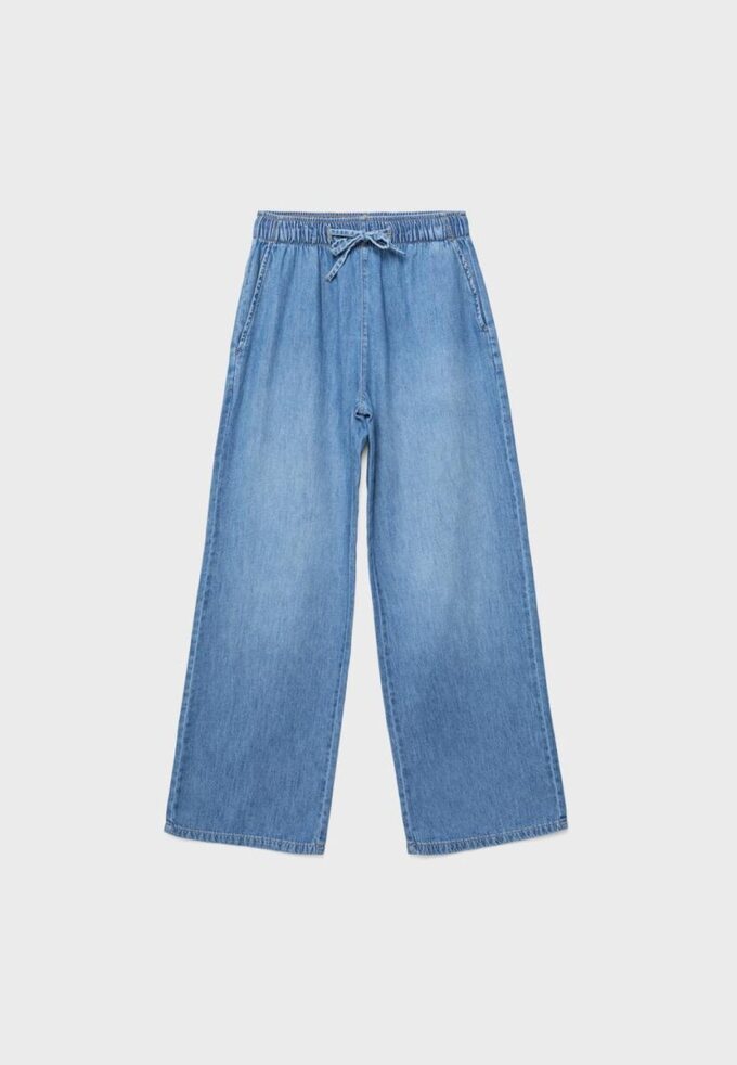 Pantalones holgados de mezclilla con cordón