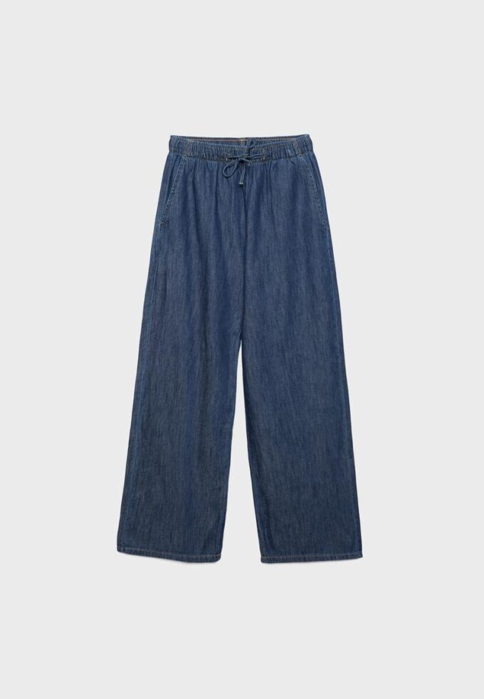 Pantalones holgados de mezclilla con cordón Pantalones holgados de mezclilla con cordón