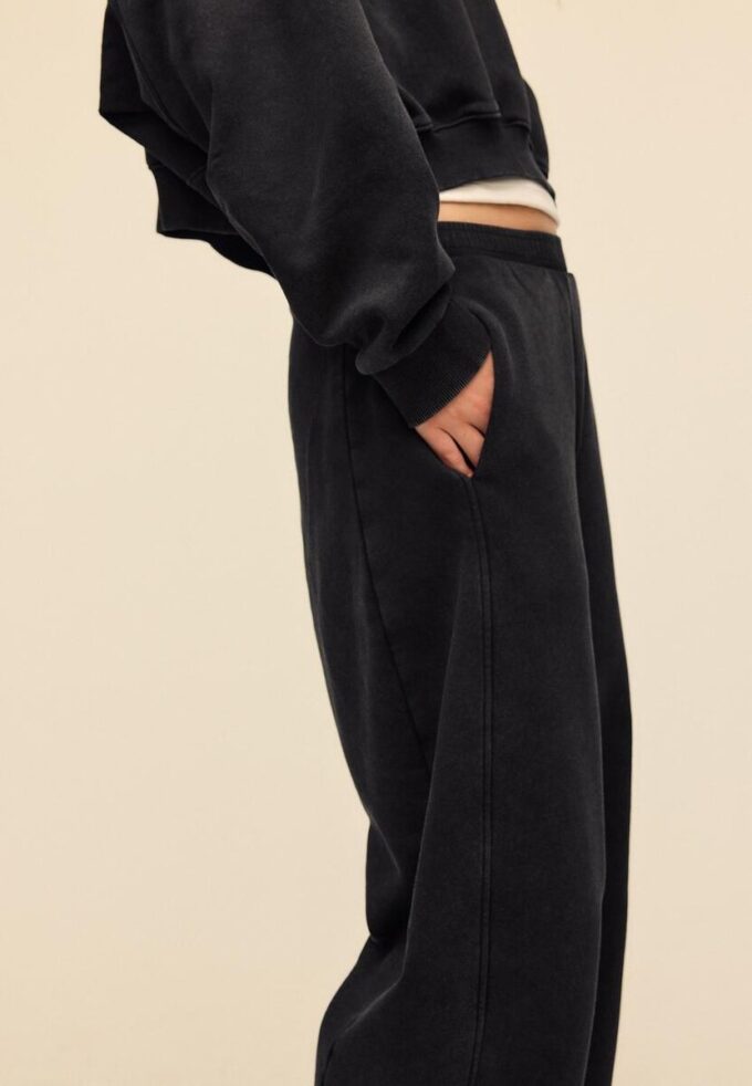 Pantalones jogger de felpa con lavado ácido y tacto suave Pantalones jogger de felpa con lavado ácido y tacto suave