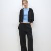 Pantalones jogger de pierna ancha y tacto suave con detalle de costura delantera Pantalones jogger de pierna ancha y tacto suave con detalle de costura delantera