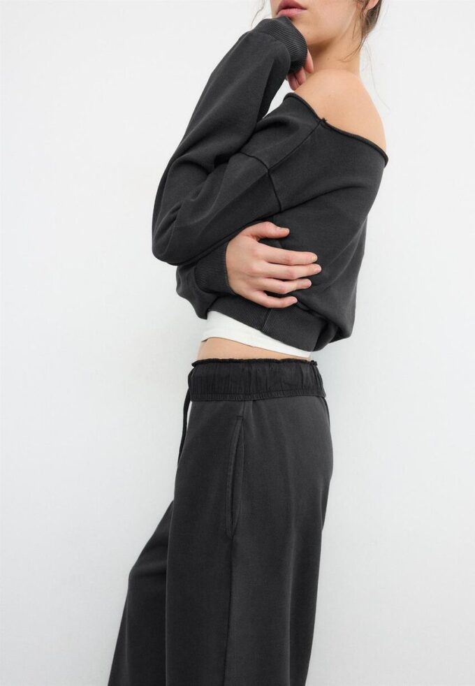 Pantalones jogger de pierna recta con efecto lavado Pantalones jogger de pierna recta con efecto lavado
