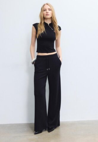 Pantalones jogger palazzo de tacto suave