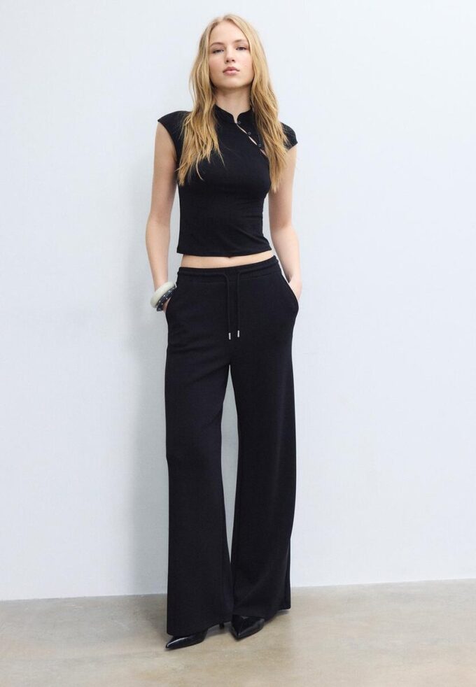 Pantalones jogger palazzo de tacto suave Pantalones jogger palazzo de tacto suave