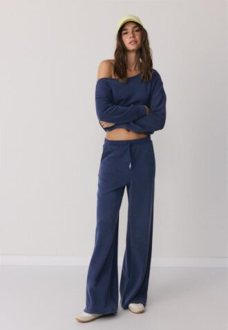 Pantalones jogger palazzo de tacto suave