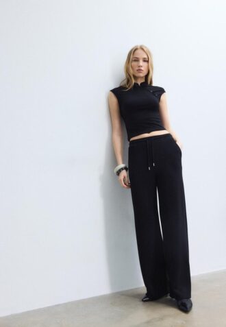 Pantalones jogger palazzo de tacto suave