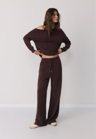 Pantalones jogger palazzo de tacto suave