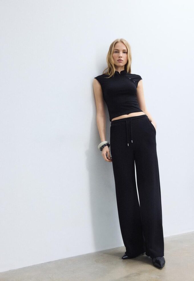 Pantalones jogger palazzo de tacto suave Pantalones jogger palazzo de tacto suave