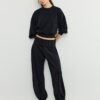 Pantalones jogger tipo globo de tacto suave con cintura remangada Pantalones jogger tipo globo de tacto suave con cintura remangada