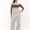 Pantalones jogger tipo globo de tacto suave con cintura remangada Pantalones jogger tipo globo de tacto suave con cintura remangada