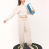 Pantalones jogger tipo globo de tacto suave con cintura remangada Pantalones jogger tipo globo de tacto suave con cintura remangada