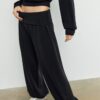 Pantalones jogger tipo globo de tacto suave con cintura remangada Pantalones jogger tipo globo de tacto suave con cintura remangada