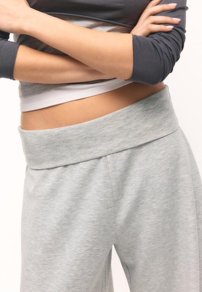 Pantalones jogger tipo globo de tacto suave con cintura remangada Pantalones jogger tipo globo de tacto suave con cintura remangada
