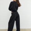 Pantalones jogger tipo globo de tacto suave con cintura remangada Pantalones jogger tipo globo de tacto suave con cintura remangada