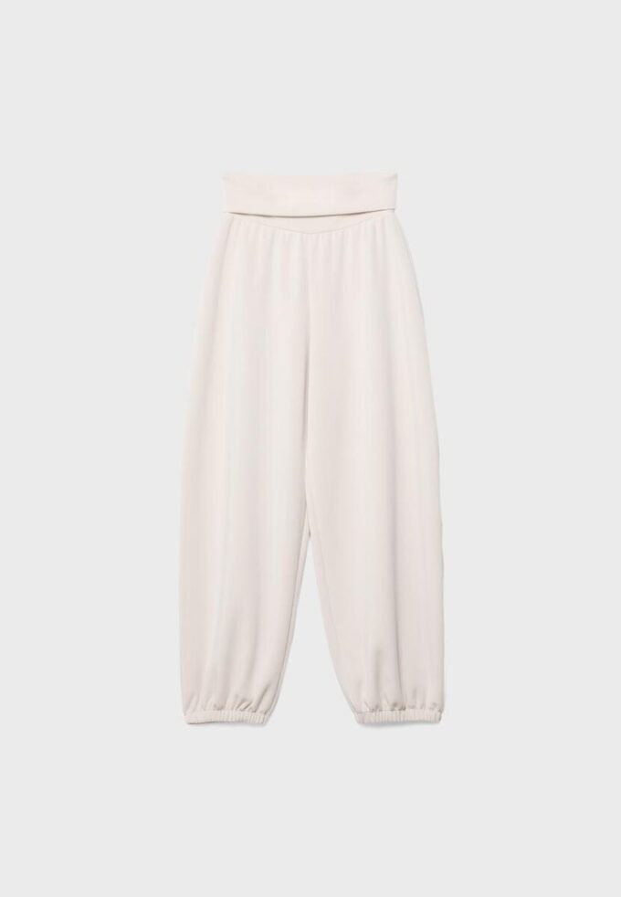 Pantalones jogger tipo globo de tacto suave con cintura remangada Pantalones jogger tipo globo de tacto suave con cintura remangada