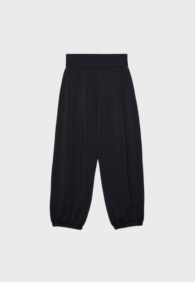 Pantalones jogger tipo globo de tacto suave con cintura remangada Pantalones jogger tipo globo de tacto suave con cintura remangada